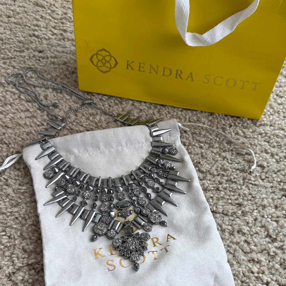 Kendra Scott Metallic Gray Statement Necklace - Gunmetal Druzy